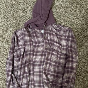 American Eagle flannel with hood, size L